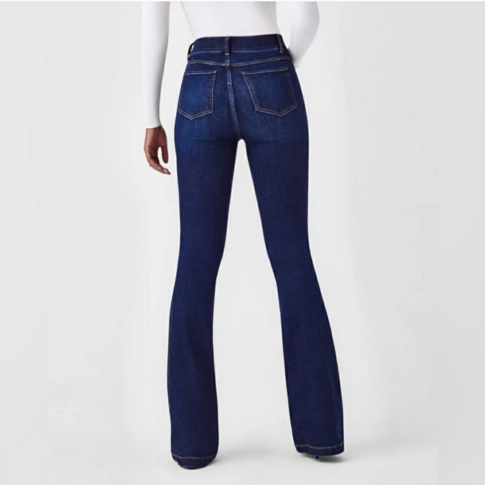 Spanx Flare Stretch Elastic Waist Pull On Shaping Flare Jeans Size L Slimming